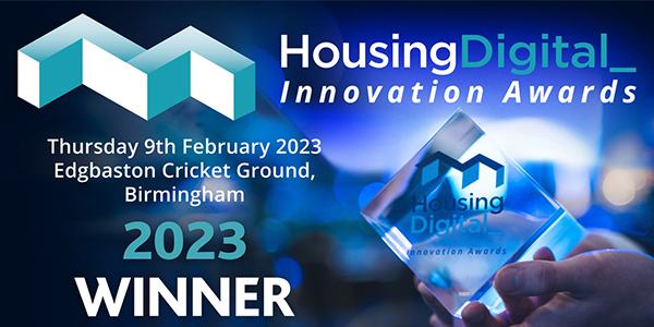 Banner to showcase KURVE's win at the Housing Digital Innovation Awards 2023.